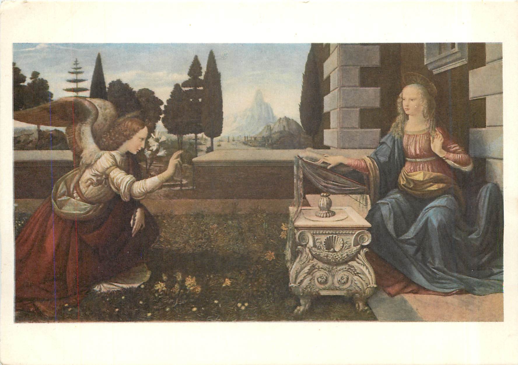 CPM L'Annunciazone Leonardo da Vinci Firenze Galleria Uppize 
