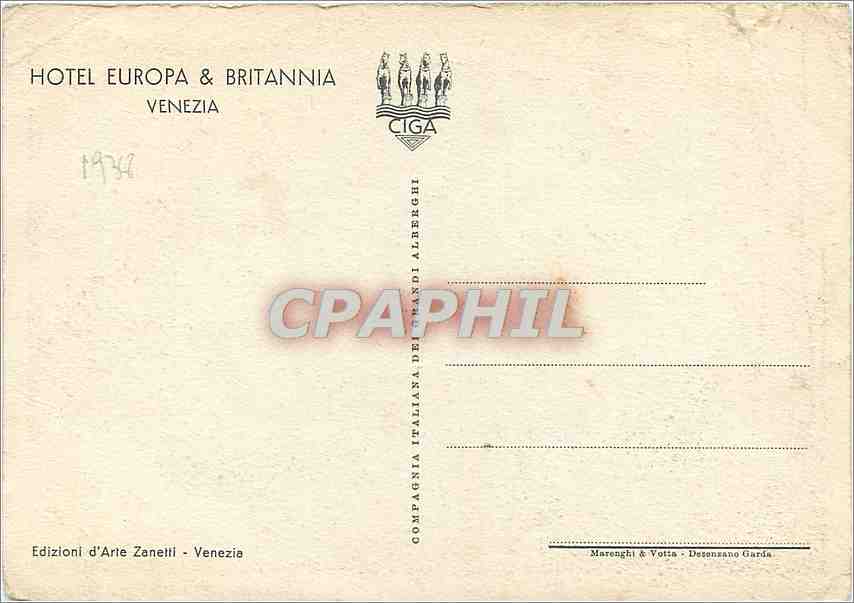 CPM Venezia Hotel Europa Britannia  — Rückseite