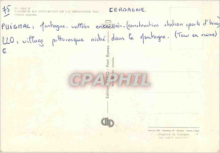 CPM La Cerdagne  — Rückseite