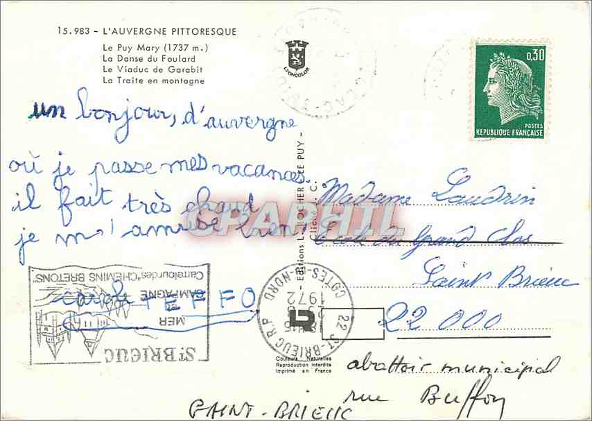 CPM Souvenir d'Auvergne Le Viaduc de Garabit  — Rückseite