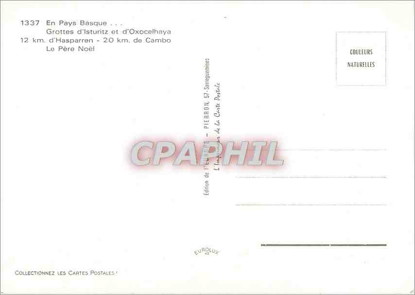 CPM Grottes d'Isturitz et d'Oxocelhaya Le Pere Noel  — Rückseite
