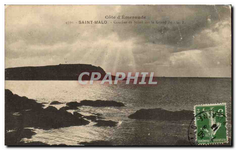 Côte d'Émeraude — Coucher de Soleil sur le Grand Roc — G. L. — Saint-Malo