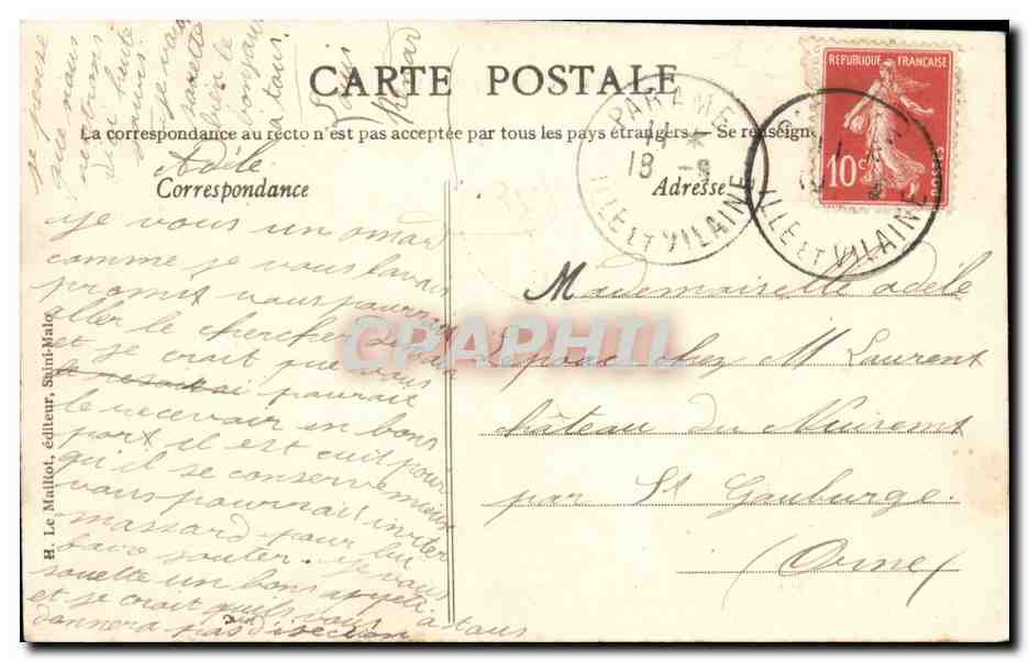 St-Malo - Vague près du Môle — H. Le MailloL, éditeur, n°50 — Verso