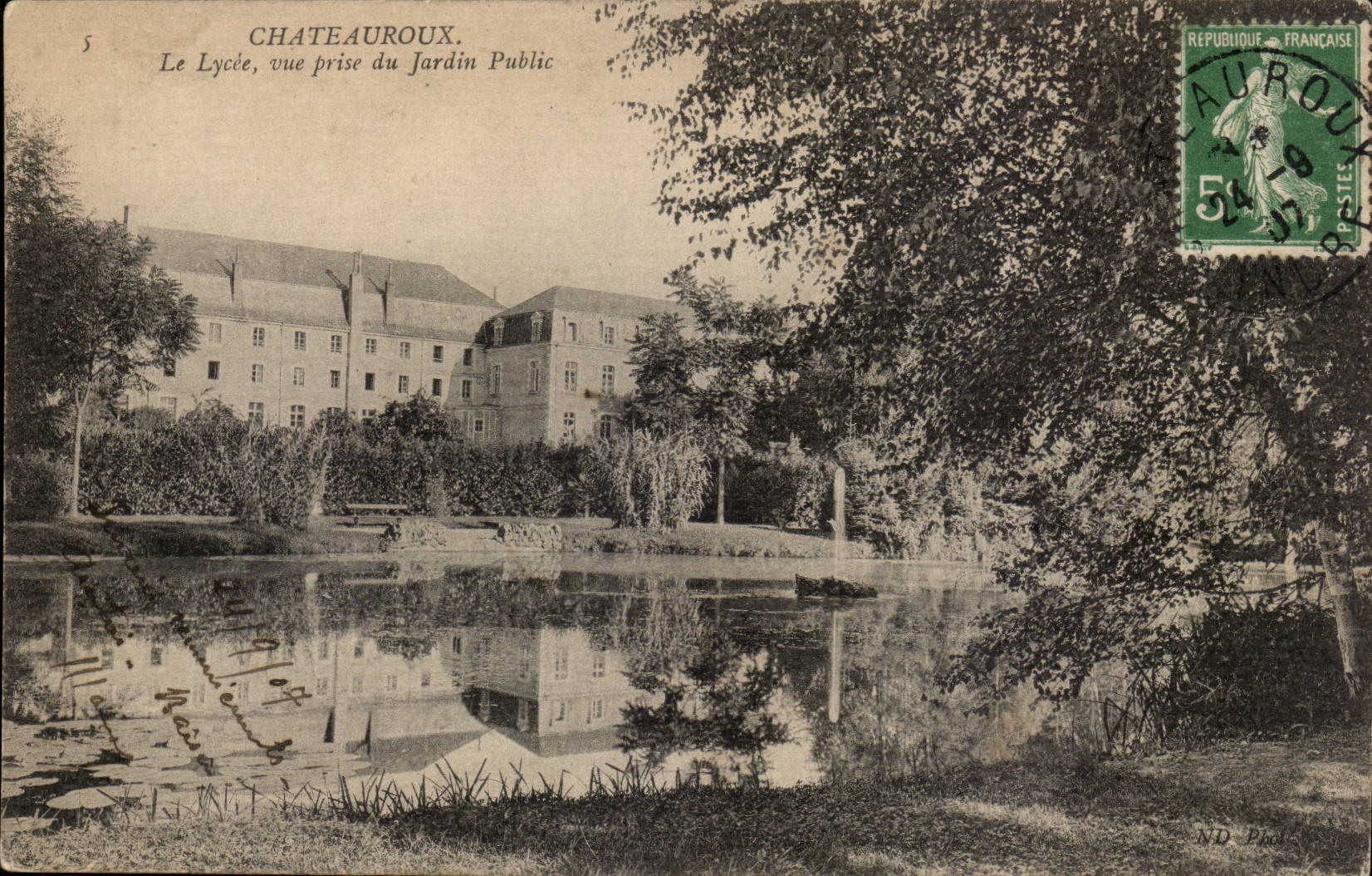 Chateauroux CPA Le lycee vue prise du jardin public
