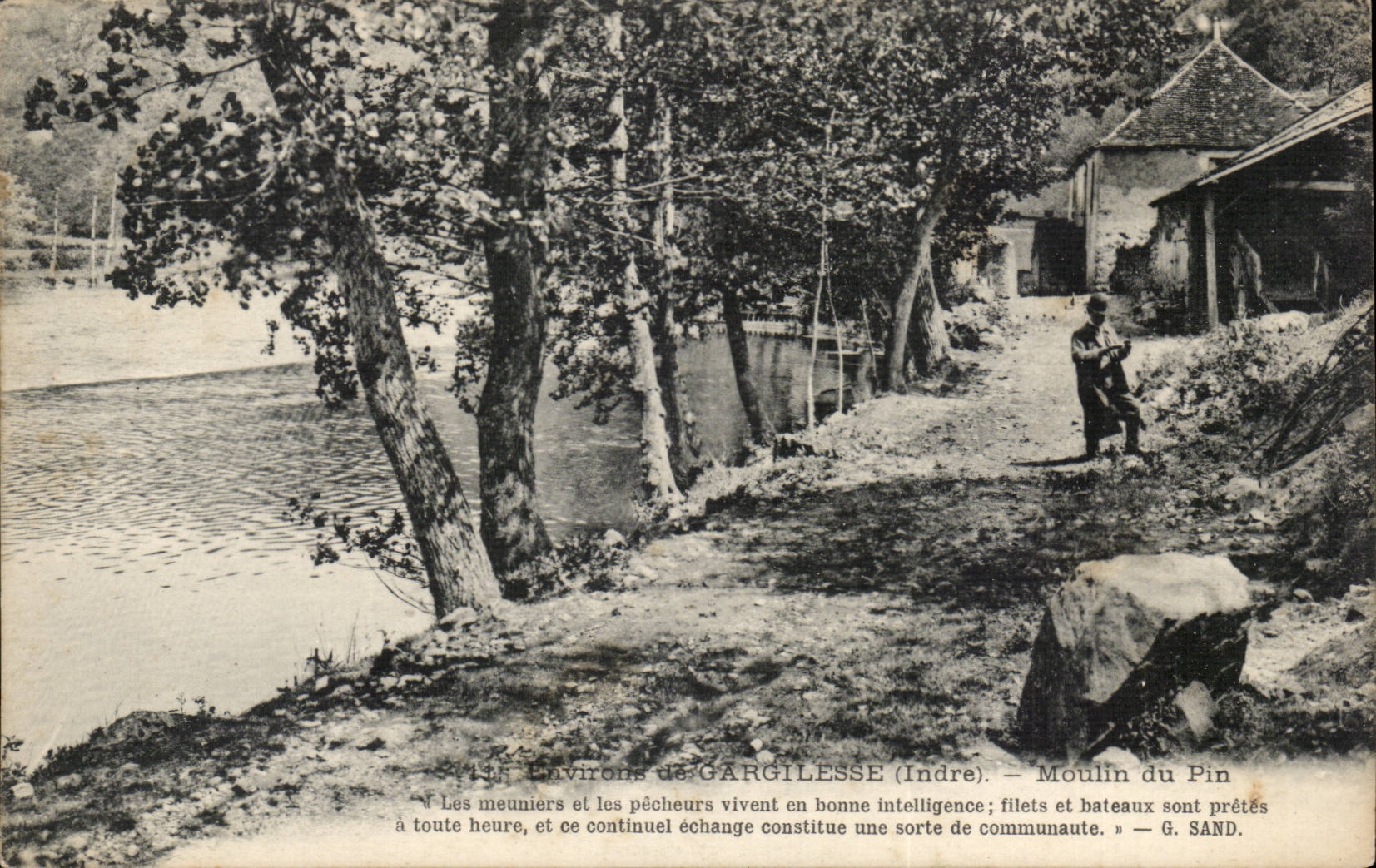 Environs de Gargilesse CPA Moulin du pin (meuniers et pecheurs)