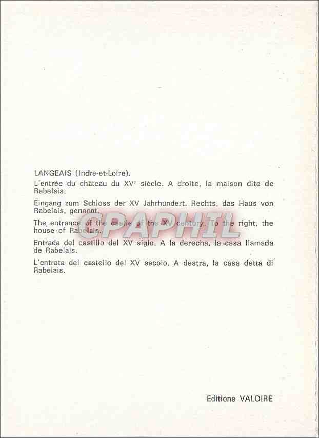 CPM L'Angeais Indre et Loire L'entree du Chateau du XV A droite la maison dite de Rabelais  — Verso