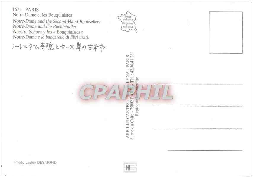 CPM Paris Notre Dame et les Bouquinistes  — Rückseite