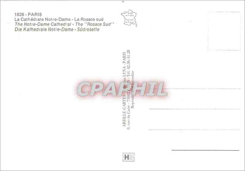 CPM Paris La Cathedrale Notre Dame  — Verso