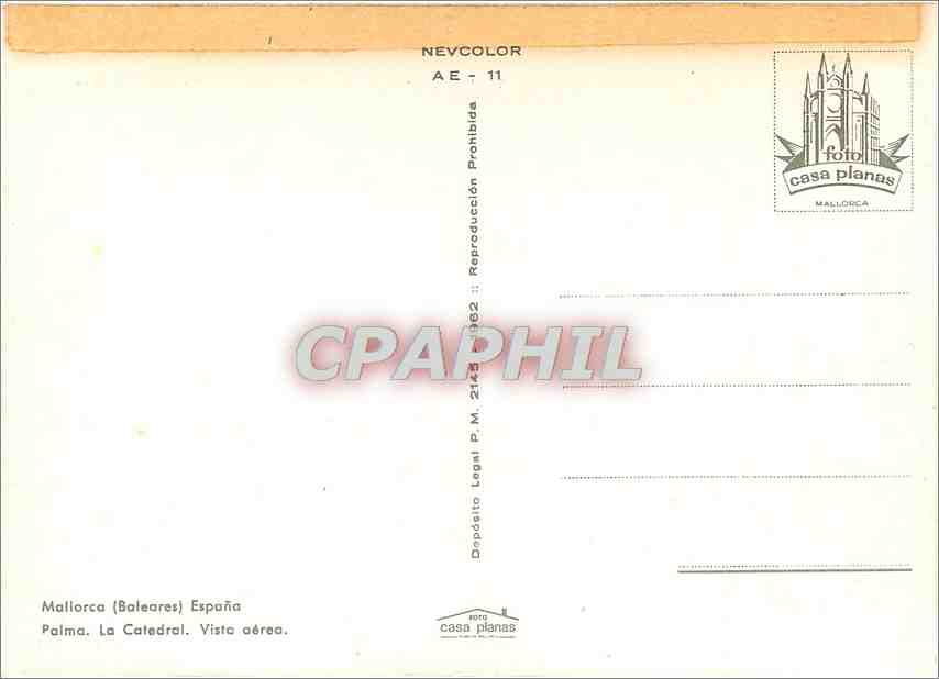 CPM Mallorca Baleares Espana La Catedral Vista aerea  — Rückseite
