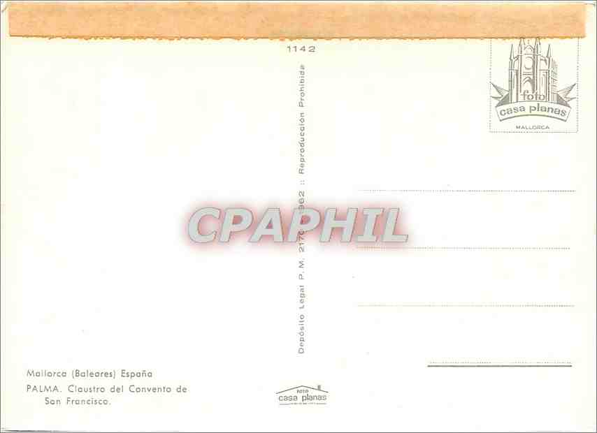 CPM Mallorca Baleares Espana Palma Claustro del Convento de San Francisco  — Rückseite
