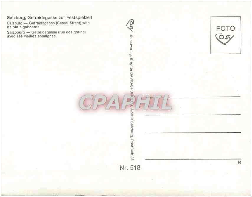 CPM Salzburg Getreidegasse zur Festspietzeit  — Rückseite