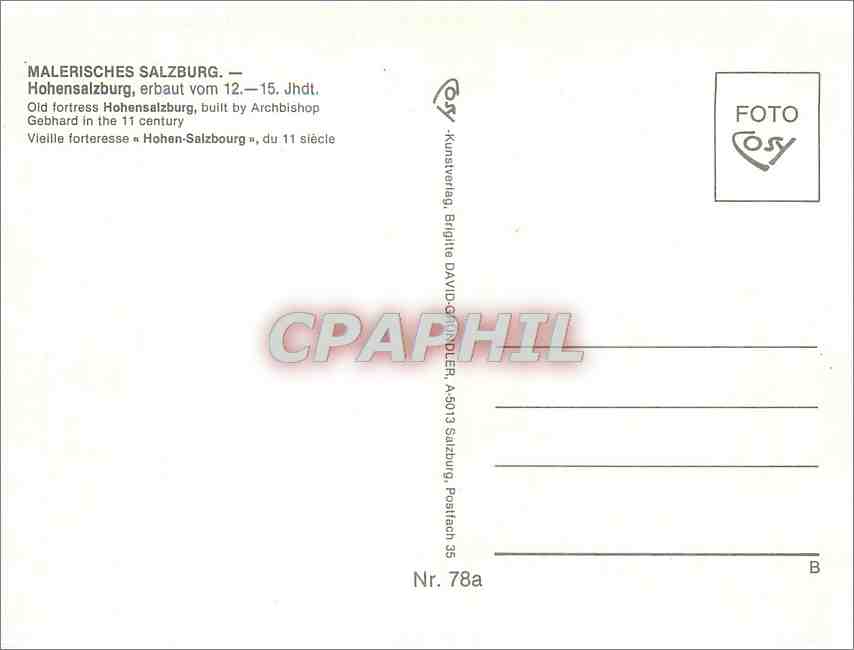 CPM Malerisches Salzburg Hohensalzburg  — Rückseite