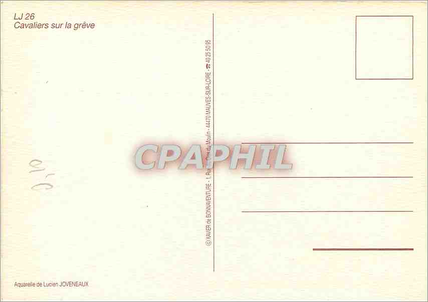 CPA Cavaliers sur la greve Chevaux — Verso