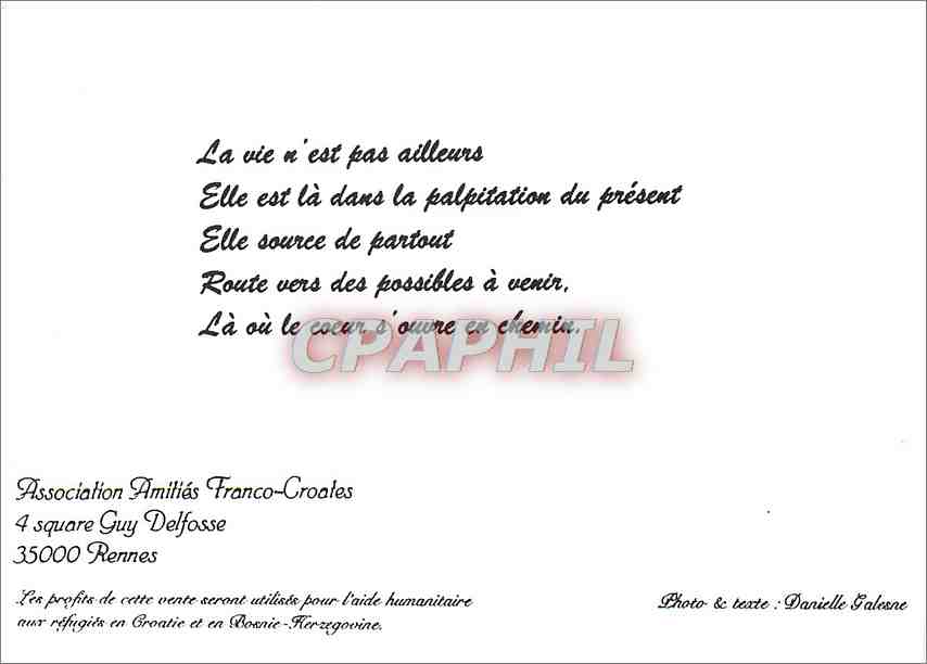 CPA Association Amities Franco Croates 4 square Guy Delfosse 35000 Rennes  — Rückseite