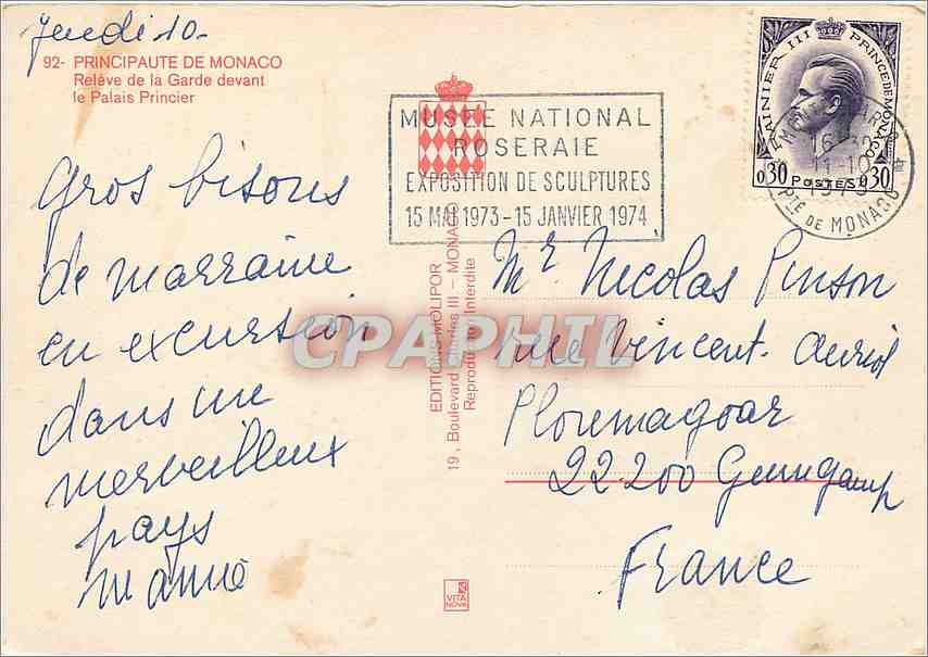 Relève de la Garde devant le Palais Princier — Principauté de Monaco — Édition VITA — Rückseite
