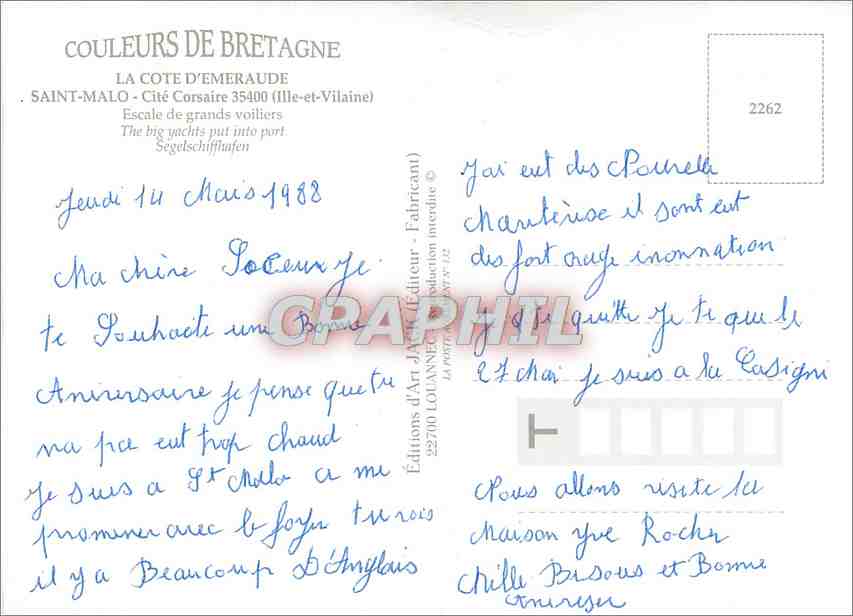 CPA La Cote d'Emeraude Saint Malo Cite Corsaire Ille et Vilaine Escale de Grands voiliers  — Verso