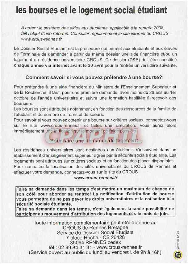 CPA Les Bourses et le logement social etudiant  — Verso