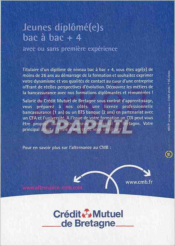 CPA Credit Mutuel de Bretagne  — Back