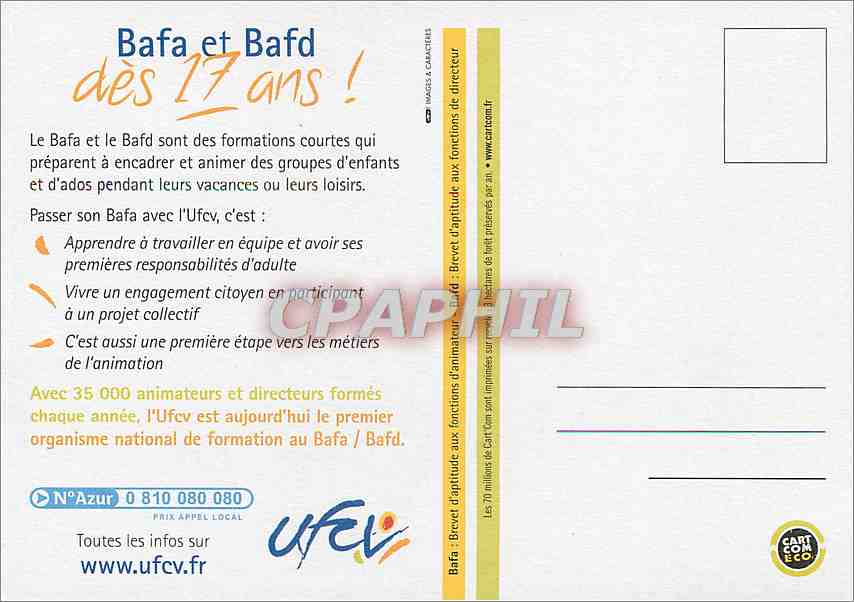 CPA Toutes les experiences ne laissent pas les memes traces Le Bafa c'est un choix Ufel  — Rückseite