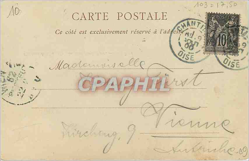 CPA Chateau de Chantilly Cote Nord Ouest  — Rückseite