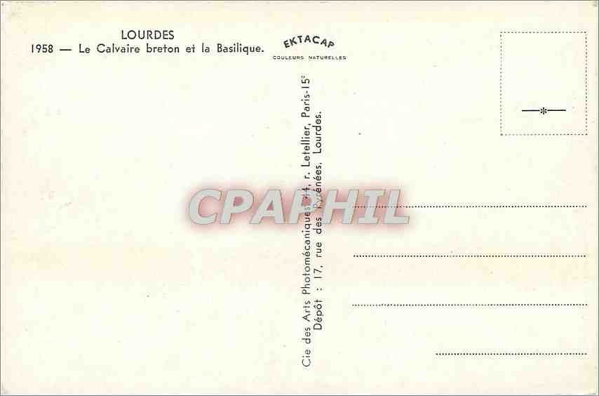 CPA Lourdes Le Calvaire breton et la Basilique  — Verso