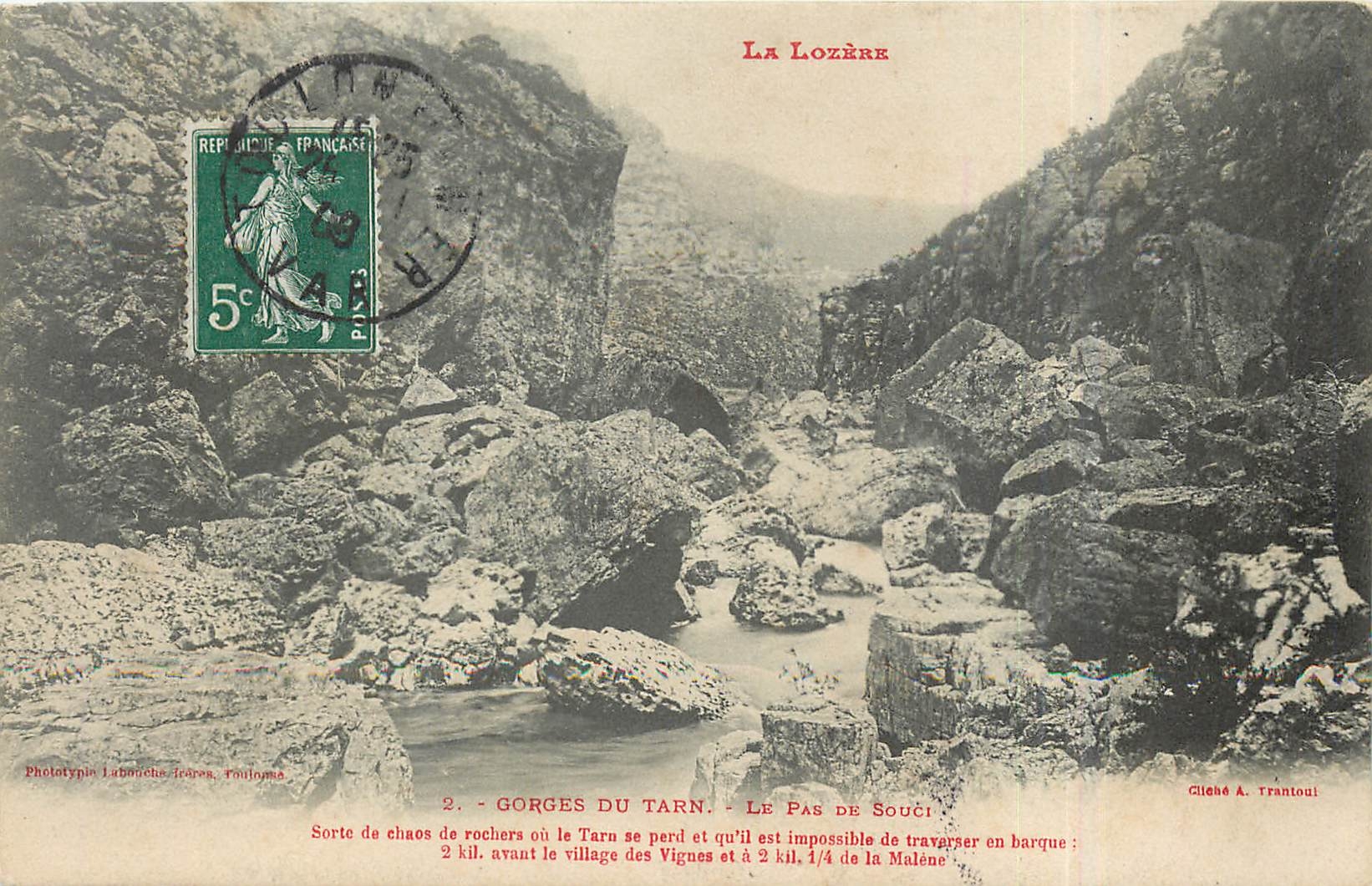 CPA La Lozere Gorges du Tarn Le Pas de Souci 