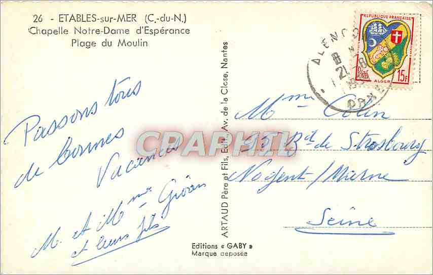Étables-sur-Mer — Chapelle Notre-Dame d'Espérance, Plage du Moulin — Éditions Gaby — Achterkant