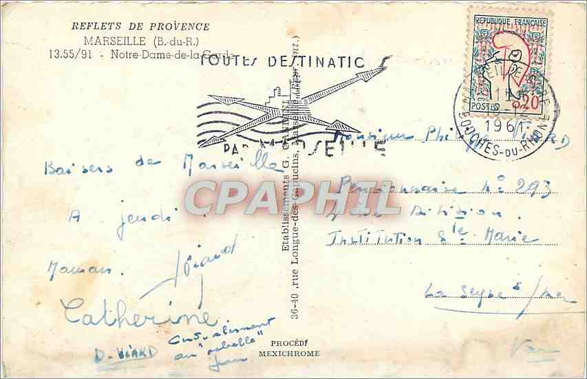 CPA Marseille B du R Notre Dame de la Corde  — Rückseite