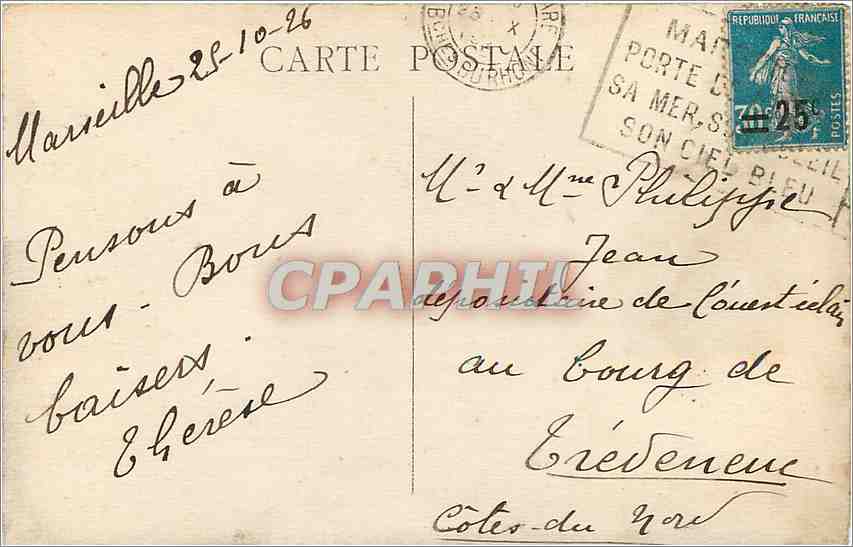 CPA Marseille Vue generale sur ND de la Garde  — Rückseite