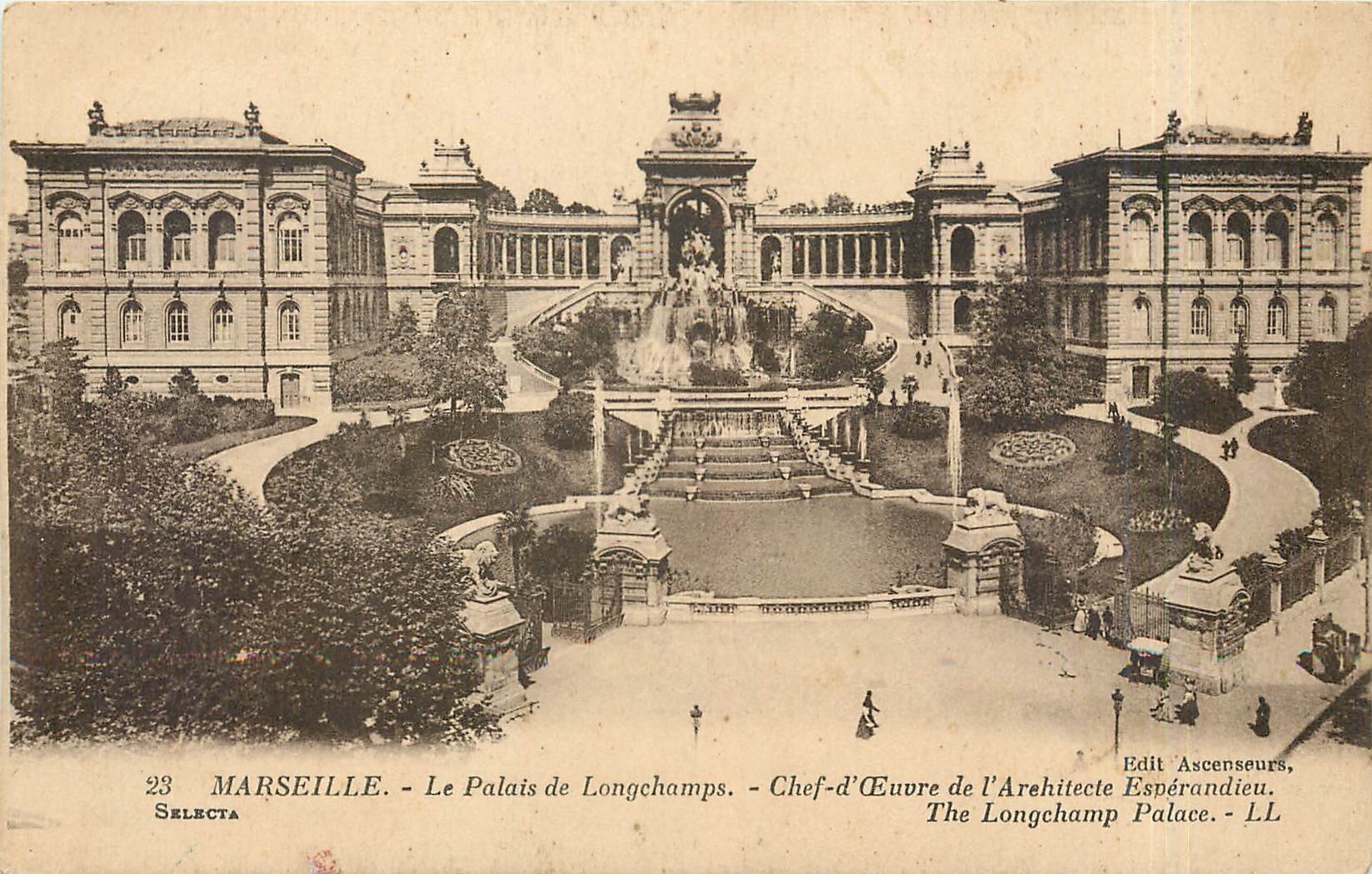 CPA Marseille Le Palais de Longchamps Chef d'Ceuvre de l'Architecte Esperandieu 