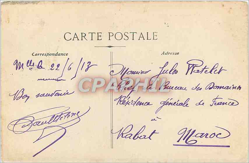 CPA Marseille Hotel des Postes et Telegraphes  — Verso