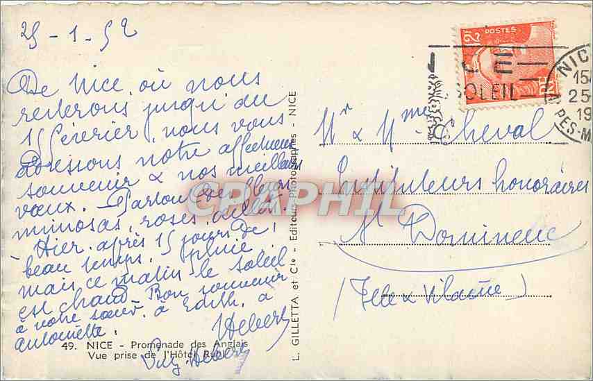 CPA Nice Promenade des Anglais  — Verso