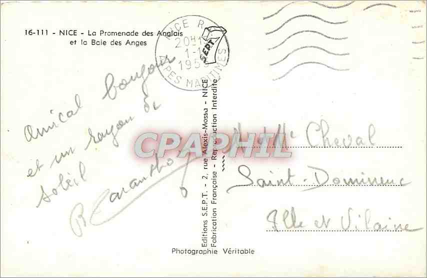 CPA Nice La Promenade des Anglais et la Baie des Anges  — Rückseite