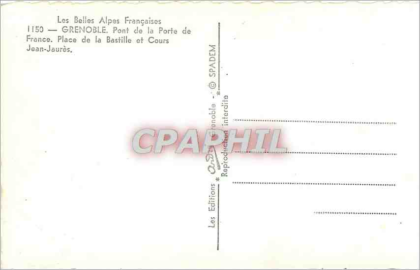 Grenoble — Pont de la Porte de France, Place de la Bastille et Cours Jean-Jaurès — Éditions SPADEM — Rückseite