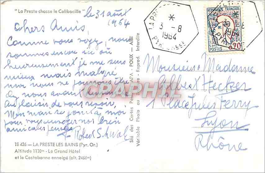CPM La Preste les Bains Pyr Or Le Grand Hotel et le Costabonne enneige  — Rückseite