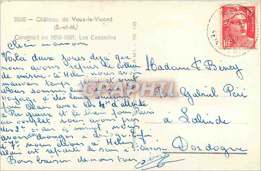 CPA Chateau de Vaux le Vicomt S et M  — Rückseite
