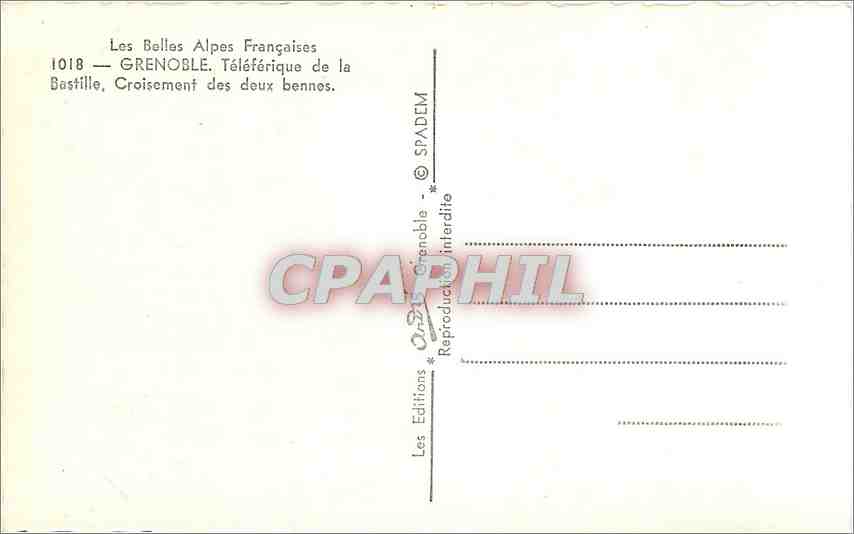 CPM Les Belles Alpes Francaises Grenoble Teleferique de la Bastille Croisement des deux bennes  — Rückseite