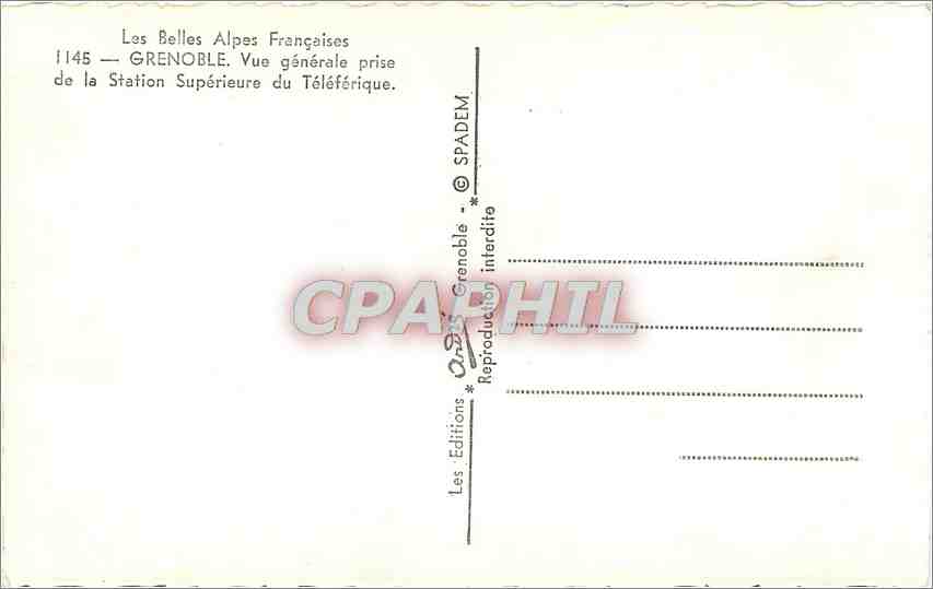 Grenoble — Vue générale prise de la Station Supérieure du Téléphérique — Éditions Orsas — Rückseite
