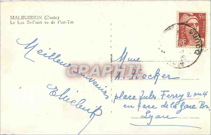 CPA Malbuisson Doube Le Lac St Point vu de Port Tio  — Verso