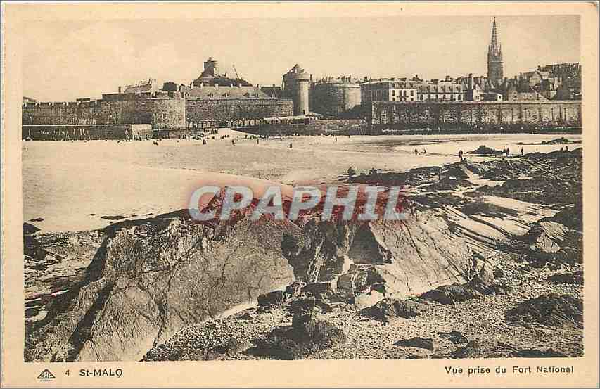 Saint-Malo — Ansicht vom Fort National — Verlag: Photomécanique de Strasbourg