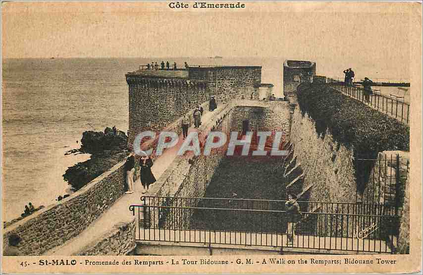 CPA St Malo Promenade des Remparts La Tour Bidouane GM