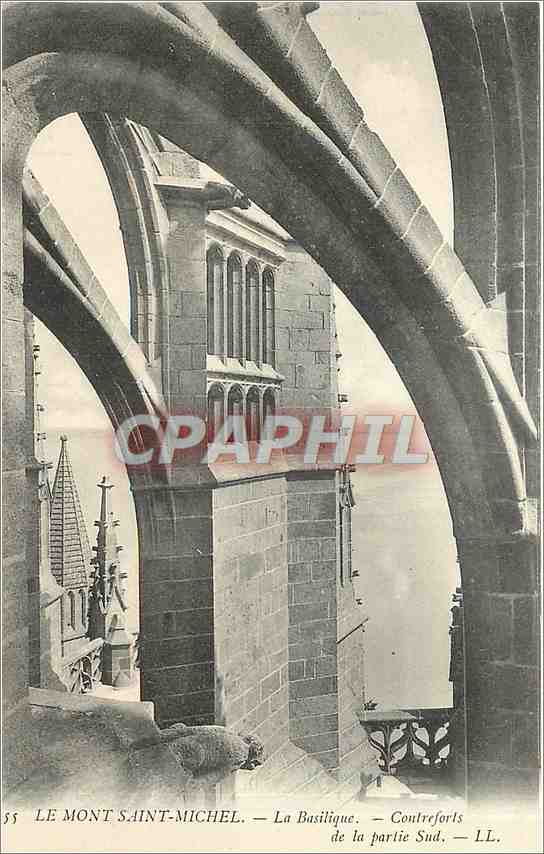 CPA Le Mont Saint Michel La Basilique Contreforts de la Partie Sud 