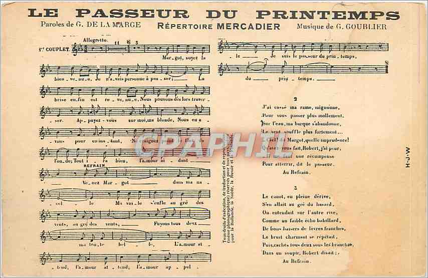 CPA Le Passeur du Printemps Repertoire Mercadier Musique de G Goublier 