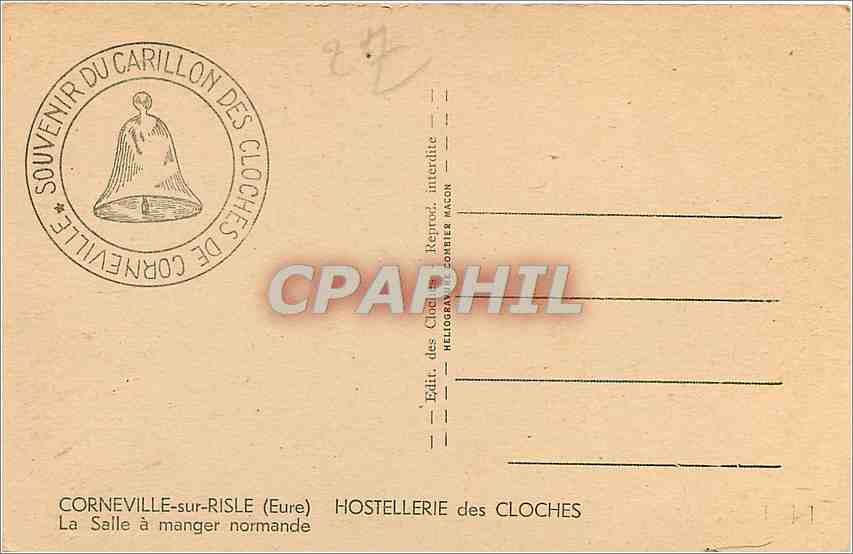 Salle à manger normande — Corneville-sur-Risle (Eure) — Édit. des Cloches — Verso
