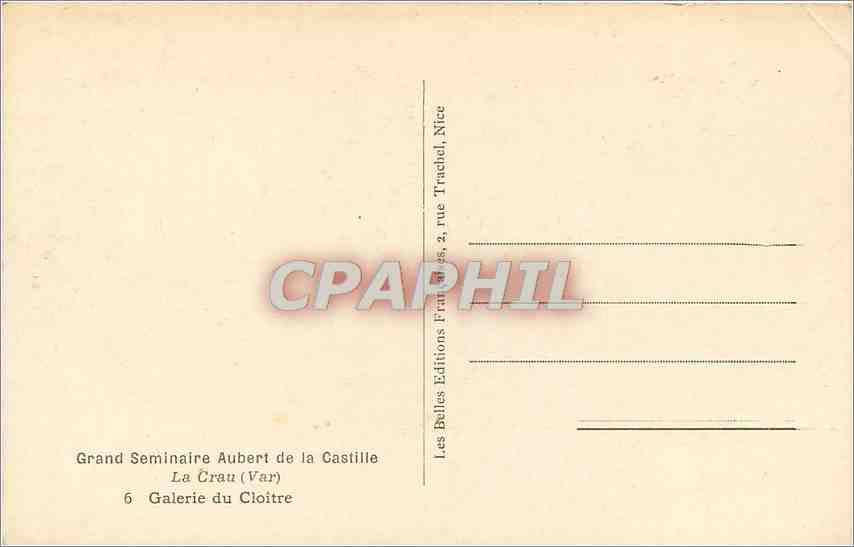 CPA Grand Seminaire Aubert de la Castille La Crau Galerie du Cloitre  — Rückseite