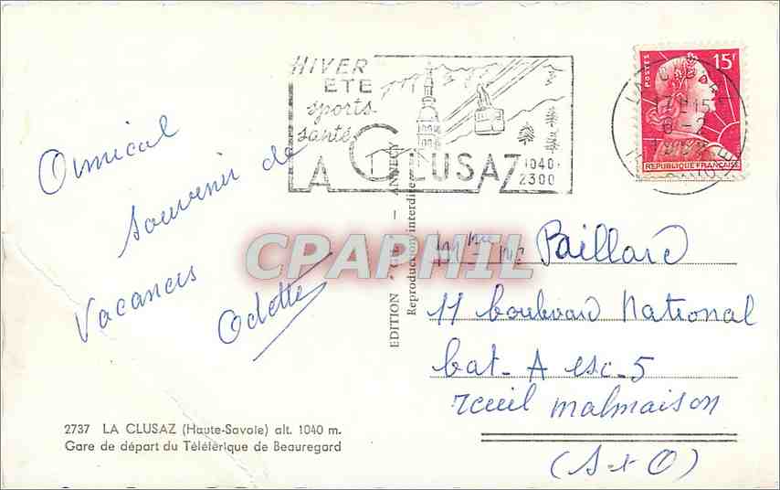 La Clusaz — Gare de départ du Téléphérique de Beauregard — Édition Anney — Rückseite