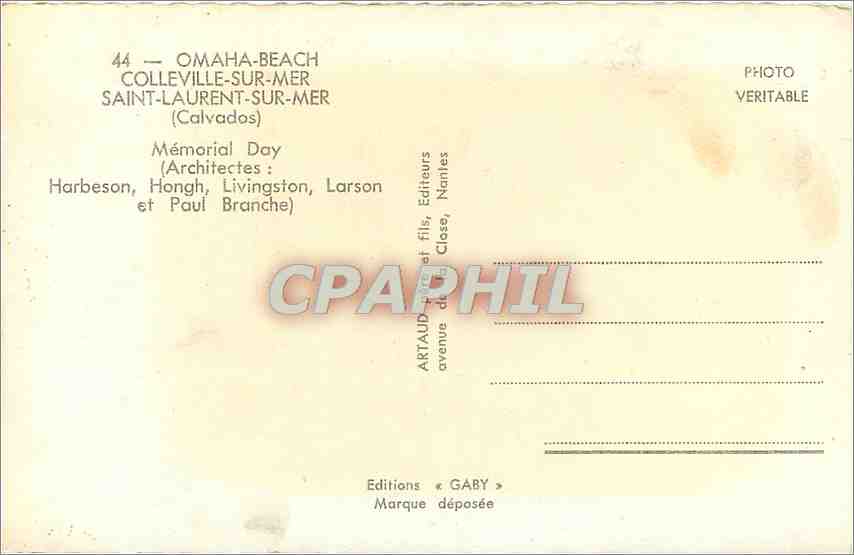 CPA Omaha Beach Colleville sur Mer Saint Laurent sur Mer Calvados  — Rückseite