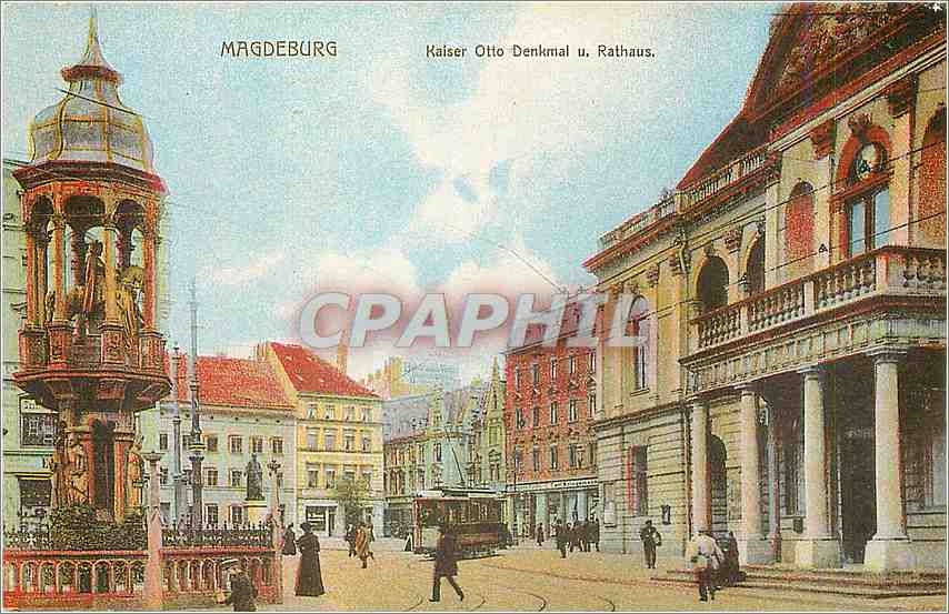 REPRO Magdeburg Kaiser Otto Denkmal u Rathaus 