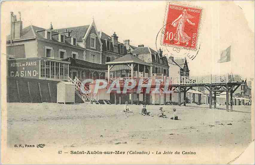 CPA Saint Aubin sur Mer Calvados La Jetee du Casino 