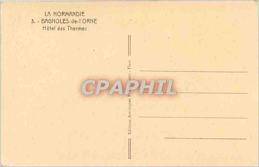 CPA La Normandie Bagnoles de l'Orne Hotel des Thermes  — Rückseite